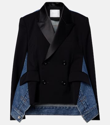 Chaqueta cruzada de denim y lana | Sacai