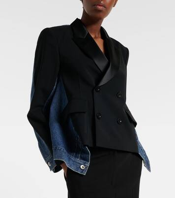 Chaqueta cruzada de denim y lana | Sacai