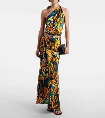 Printed draped silk maxi skirt | Christopher Esber