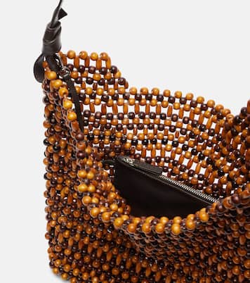 Drift beaded leather-trimmed tote bag | Staud