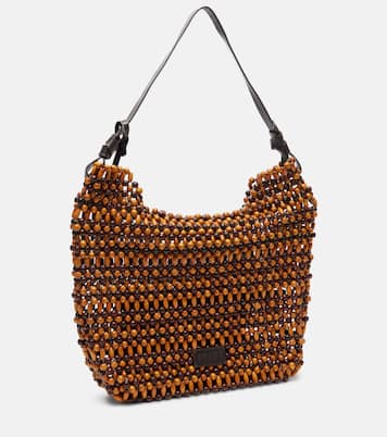 Drift beaded leather-trimmed tote bag | Staud