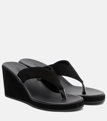 Charys suede wedge thong sandals | Ancient Greek Sandals