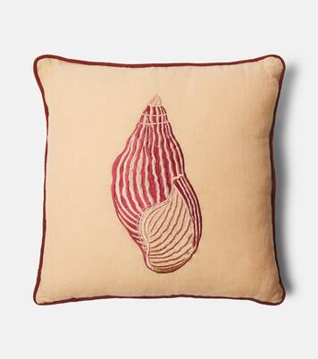 Embroidered cotton velvet cushion | Les-Ottomans