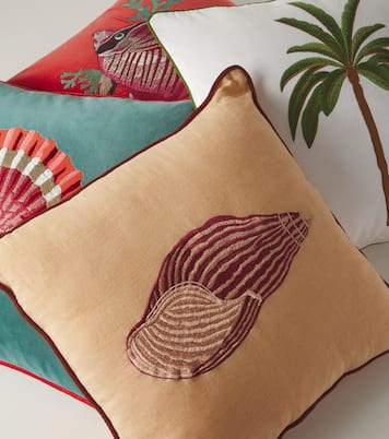 Embroidered cotton velvet cushion | Les-Ottomans