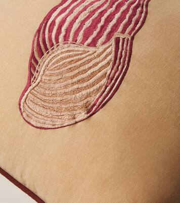 Embroidered cotton velvet cushion | Les-Ottomans