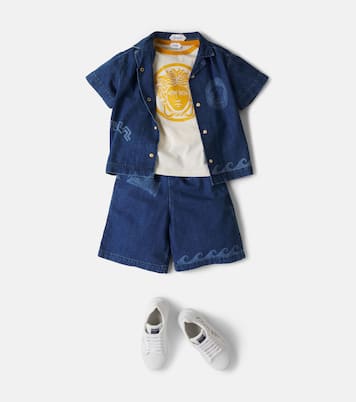 Printed denim shorts | Versace Kids