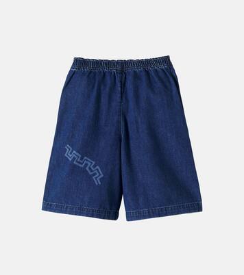 Printed denim shorts | Versace Kids