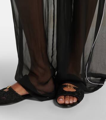 DG leather-trimmed lace slides | Dolce&Gabbana