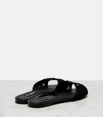 DG leather-trimmed lace slides | Dolce&Gabbana