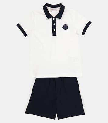 Cotton polo shirt and shorts set | Moncler Enfant