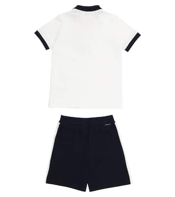 Cotton polo shirt and shorts set | Moncler Enfant