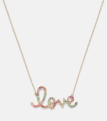 Collar Love de oro de 14 ct con zafiros | Sydney Evan