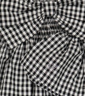 Gingham cotton off-shoulder top | Monnalisa