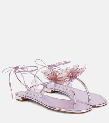 Verzierte Sandalen Zsa Zsa aus Metallic-Leder | Aquazzura
