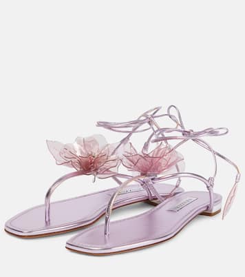 Verzierte Sandalen Zsa Zsa aus Metallic-Leder | Aquazzura