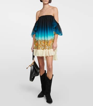Off-shoulder printed silk minidress | Etro