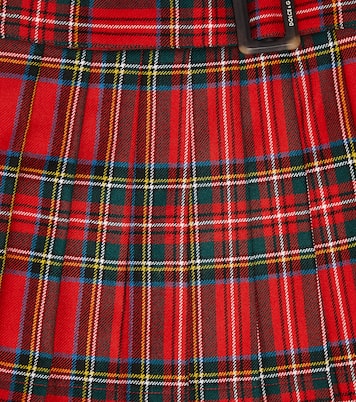 Gonna a pieghe in lana vergine tartan | Dolce&Gabbana Kids