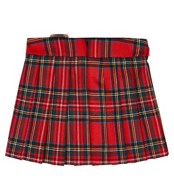 Gonna a pieghe in lana vergine tartan | Dolce&Gabbana Kids