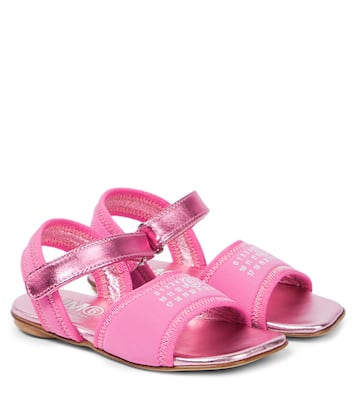 Embellished leather-trimmed sandals | MM6 Maison Margiela Kids