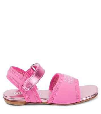 Embellished leather-trimmed sandals | MM6 Maison Margiela Kids