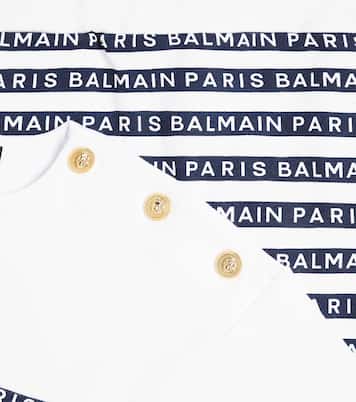 Striped cotton sweatshirt and skirt set | Balmain Kids