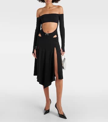 Logo asymmetric midi skirt | Mugler