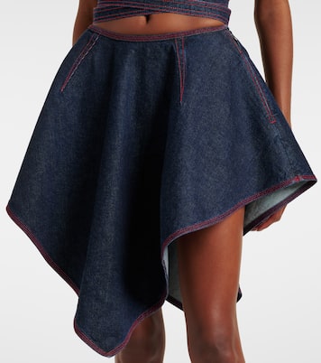 Minifalda asimétrica Triangle de denim | Alaïa