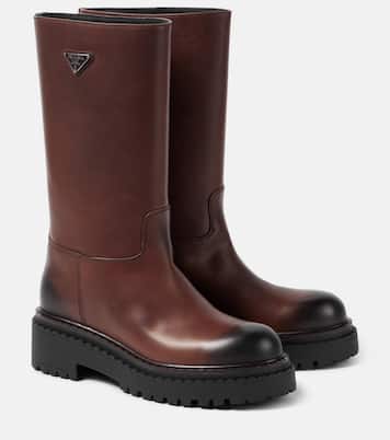 Logo leather boots | Prada