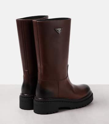 Logo leather boots | Prada