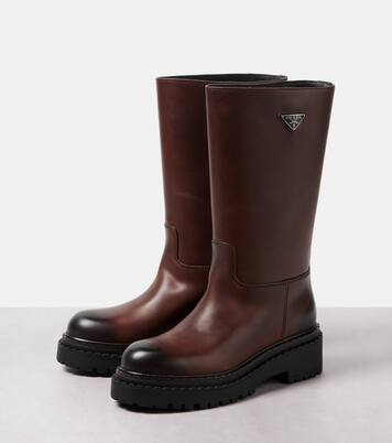 Logo leather boots | Prada