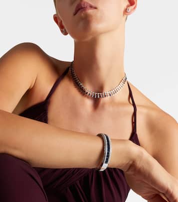 Diamond Pave Scales Stretch 18kt white gold bracelet with sapphires and diamonds | Shay Jewelry