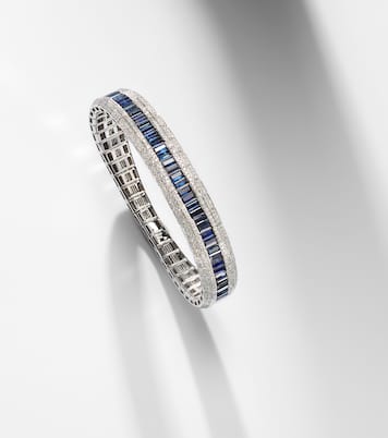 Diamond Pave Scales Stretch 18kt white gold bracelet with sapphires and diamonds | Shay Jewelry