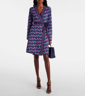 Edwina knitted jacquard wrap dress | Diane von Furstenberg