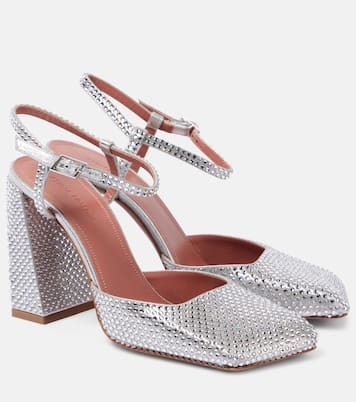 Verzierte Pumps Charlotte 95 aus Metallic-Leder  | Amina Muaddi
