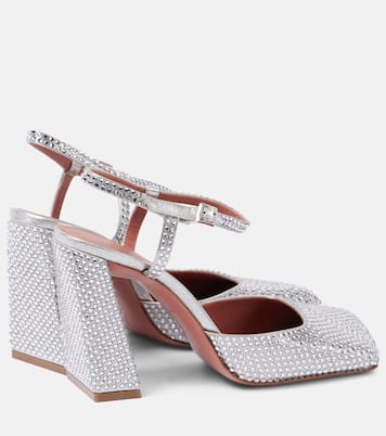 Verzierte Pumps Charlotte 95 aus Metallic-Leder  | Amina Muaddi