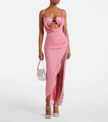 Verzierte Pumps Charlotte 95 aus Metallic-Leder  | Amina Muaddi