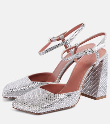 Verzierte Pumps Charlotte 95 aus Metallic-Leder  | Amina Muaddi