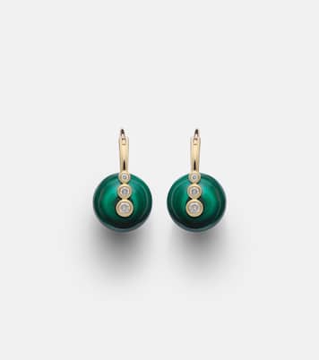 14kt gold earrings with diamonds and malachites | Sydney Evan