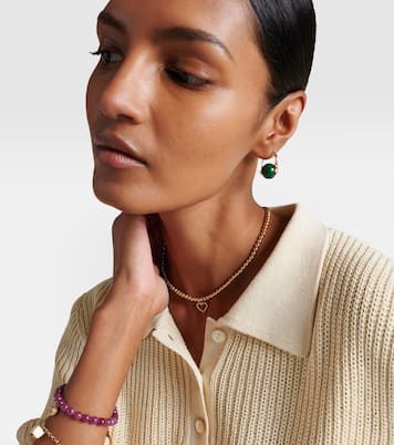 14kt gold earrings with diamonds and malachites | Sydney Evan