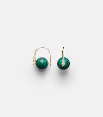 14kt gold earrings with diamonds and malachites | Sydney Evan