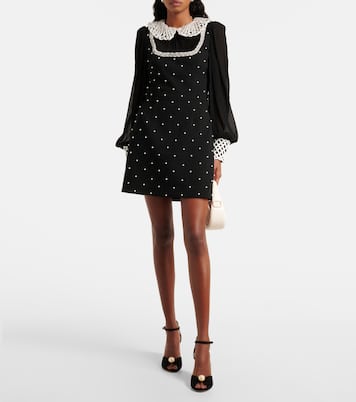 Abito corto Alvia in crêpe con cristalli | Rebecca Vallance