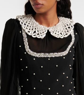 Abito corto Alvia in crêpe con cristalli | Rebecca Vallance