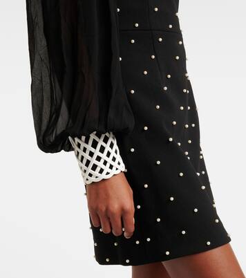 Abito corto Alvia in crêpe con cristalli | Rebecca Vallance