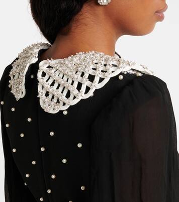 Abito corto Alvia in crêpe con cristalli | Rebecca Vallance