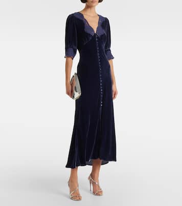 Robe longue Simone en velours | Rixo