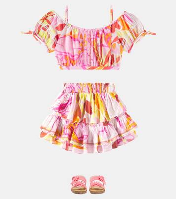 Gonna Ariane in cotone con stampa | Poupette St Barth Kids