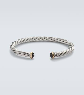 Armreif Cable aus Sterlingsilber mit 14kt Gelbgold und Onyx | David Yurman