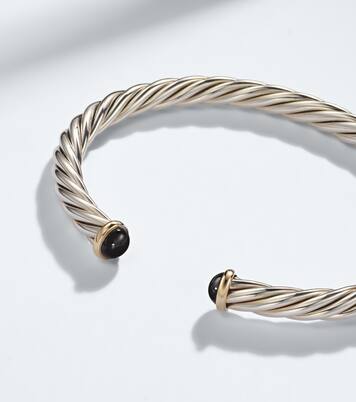 Armreif Cable aus Sterlingsilber mit 14kt Gelbgold und Onyx | David Yurman