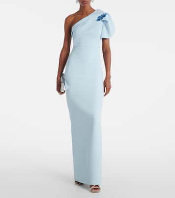 One-shoulder belted crêpe gown | Safiyaa