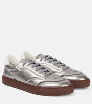 Metallic leather sneakers | Brunello Cucinelli